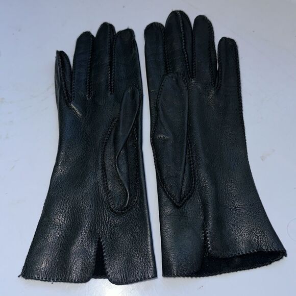Vintage black deerskin gloves - size 7 - Picture 2 of 6